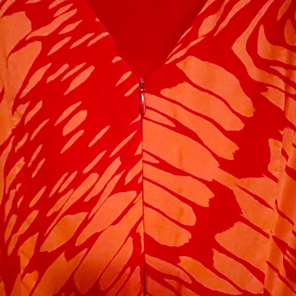 Shoshanna Silk Print Coral Red Pink Orange Sleeveless Mini Dress - Picture 7 of 10
